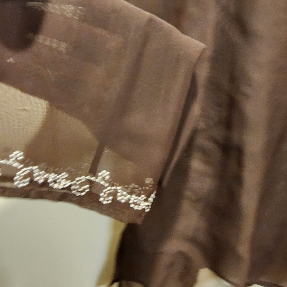 CHADWICKS women's brown tunic see though embroidered material top size 16 - Picture 4 of 10